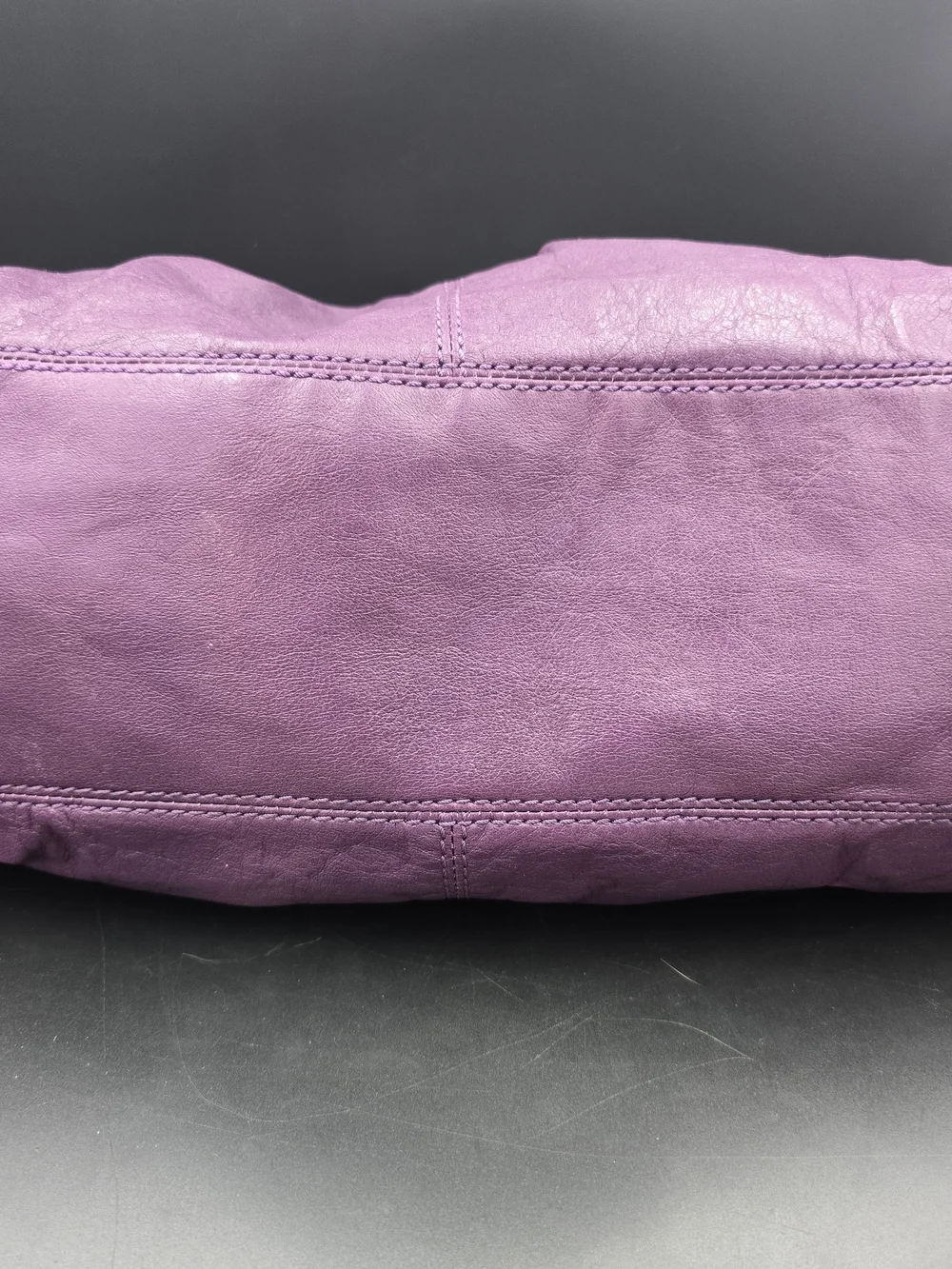 Coach Purple Leather Pleated Satchel with Turnlock